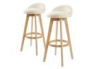 Elegant 2X Wood Bar Stool Dining Chair in Beige – 72cm