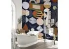 Geometric Print Wallpapers for a Modern Bathroom