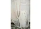 Ivory White Georgette Saree with Delicate Beige Embroidery