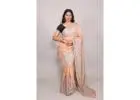 Light Beige Chanderi Saree with Elegant Chikankari Embroidery