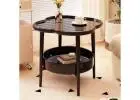 Trendy Black Round Coffee Side Table – Modern Minimalist