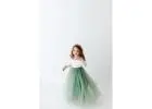 Sage Green Long Sleeve Flower Girl Dress, White Lace Boho Wedding Dress for Girls, Mint Tulle Ball G