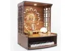 Wooden Pooja Mandir with LED Light – Wall Mounted Temple for Home